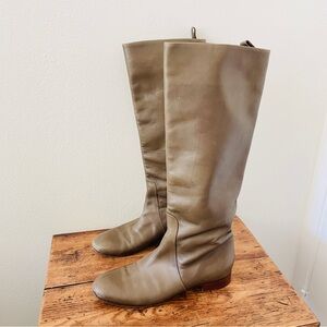 Celine Leather Riding Boots - Taupe